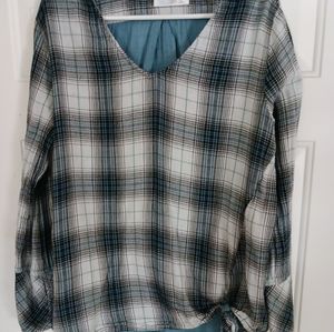 Time and Tru Blue Plaid Shirt size 16-18